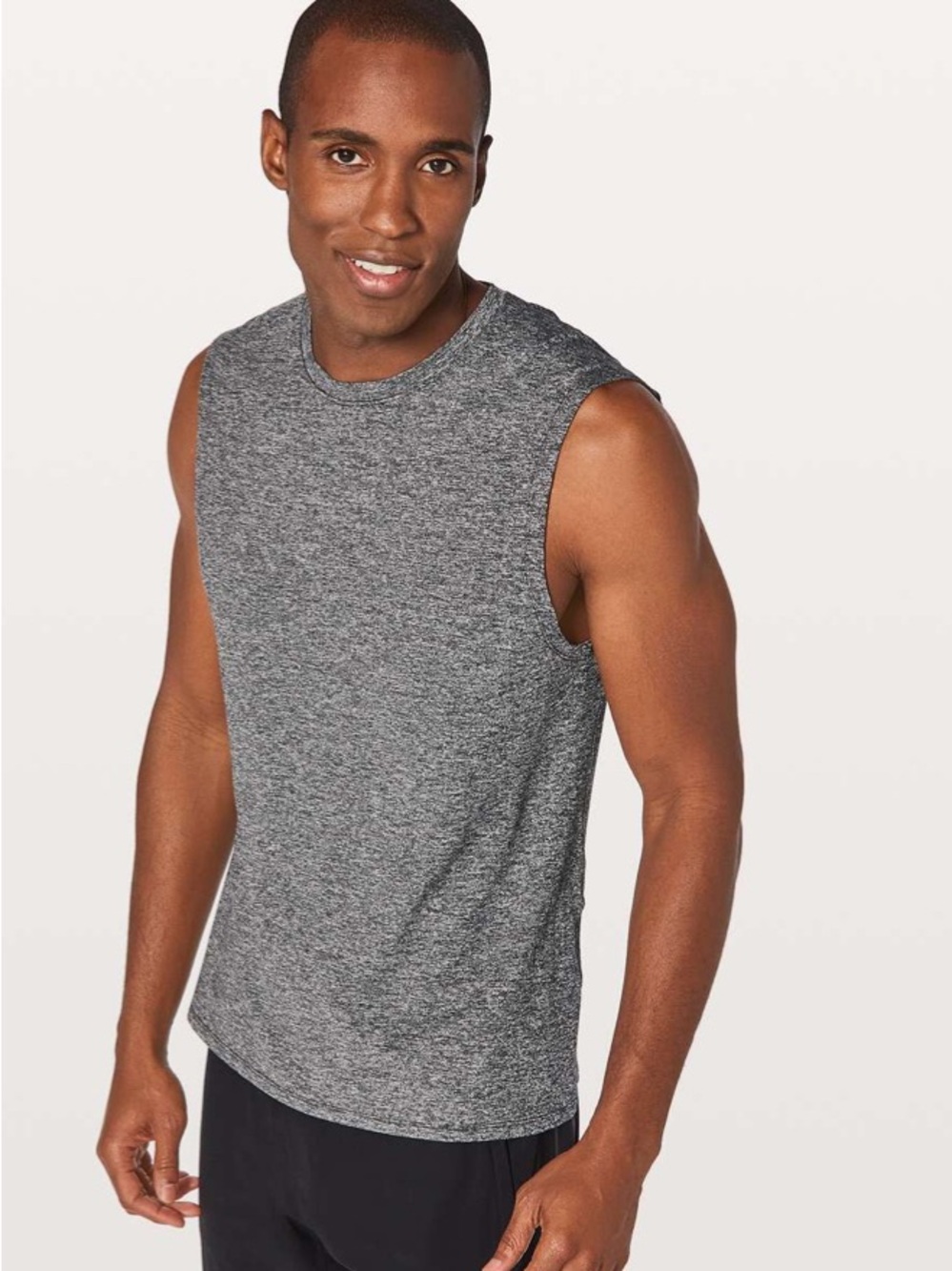 Lululemon Men’s Drysense Mesh Sleeveless Shirt Heathered Black Size L